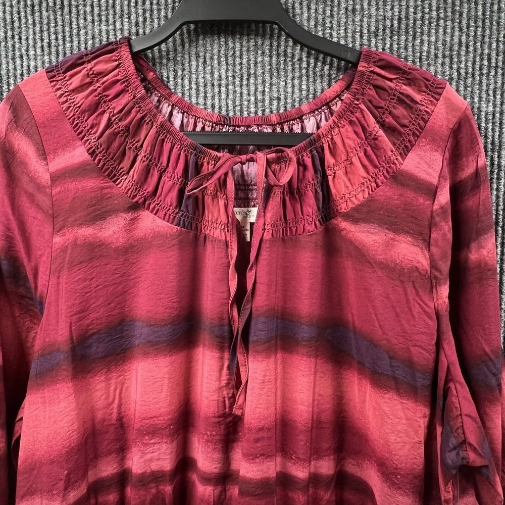 Terra & Sky Maxi Dress Womens 2x (20-22w) Maroon Peasant Tiered Long Sleeve Nwt — image 3 of 8